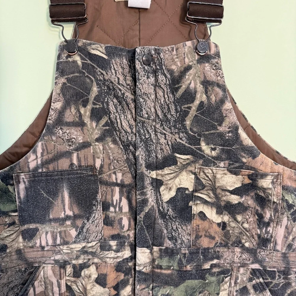 Vintage Gunflint Camo mossy men’s bib overalls hunting quilted XXL size 52-54